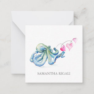 Mini Cartes de jour Valentines Octopus Bleues