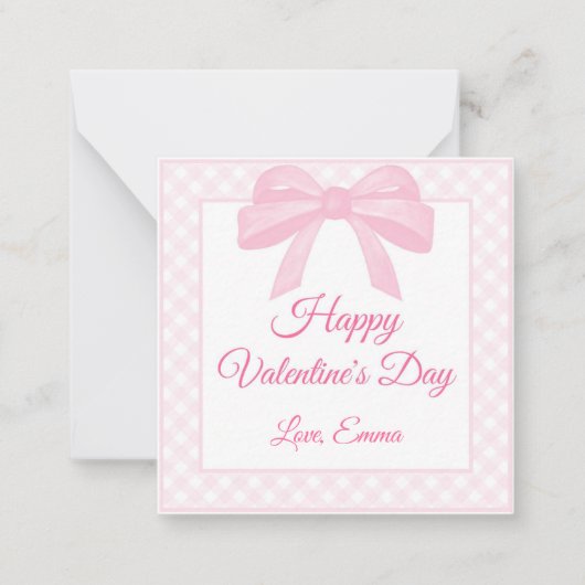 Mini Cartes de la Saint Valentin Pink Bow (Devant)