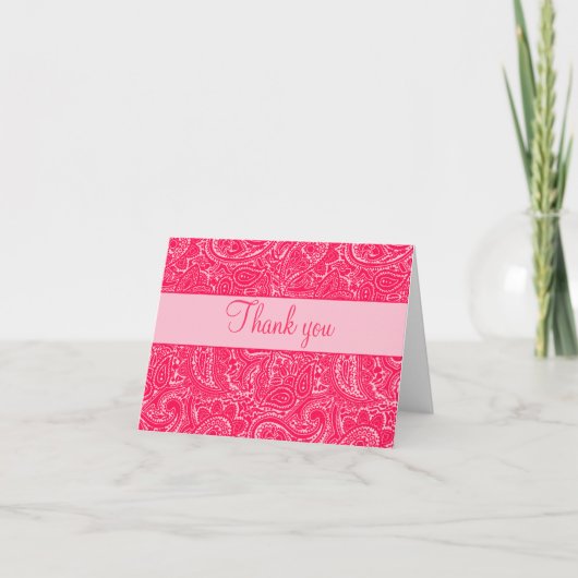 Mini cartes de note roses de Paisley (Devant)