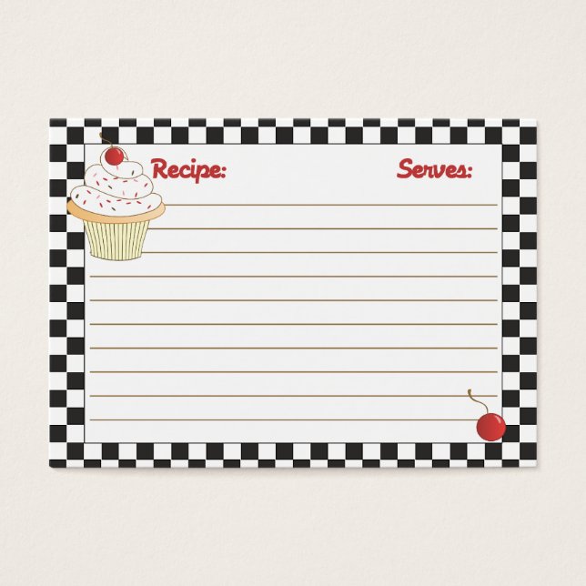 Mini Cartes de Recette Cerry Cupcake (Devant)