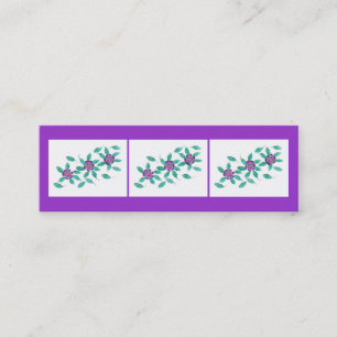 Mini cartes de signet, fleurs pourpres de