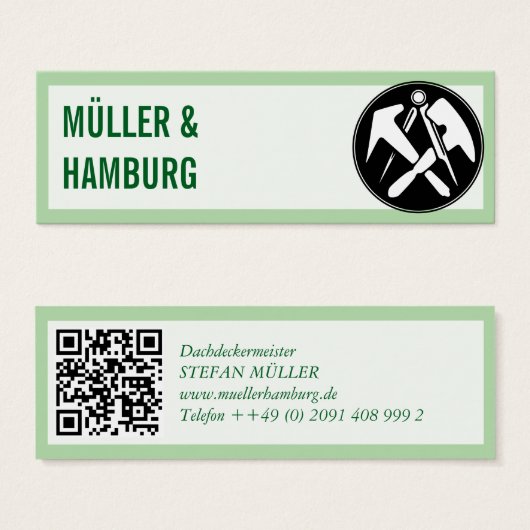 Mini cartes de visite couvreur QR Code (Devant & derrière)