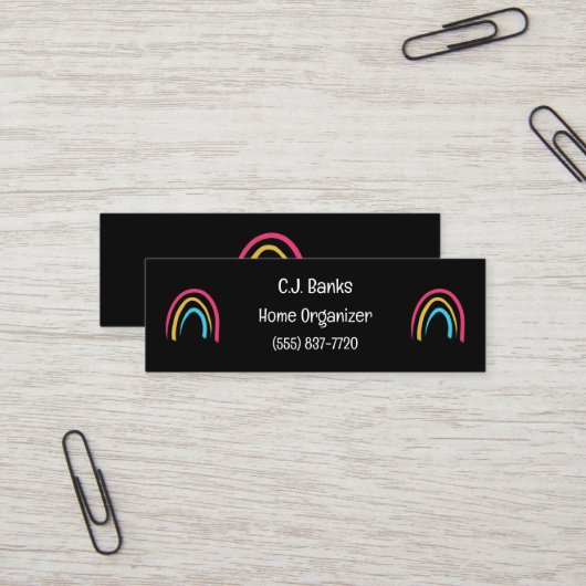 Mini Cartes de visite minimalistes Rainbows (Devant/Arrière en situation)
