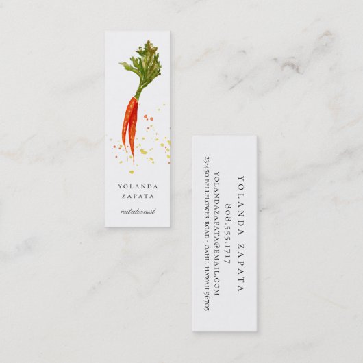 Mini cartes de visite peints de carottes (Devant / Derrière)