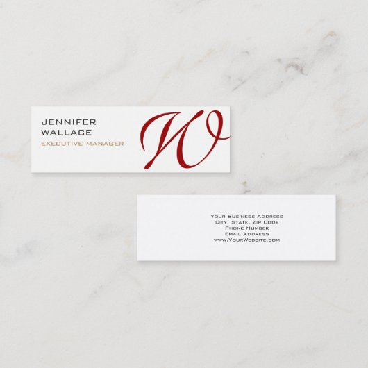 Mini cartes de visite Rouge intégral moderne (Devant / Derrière)