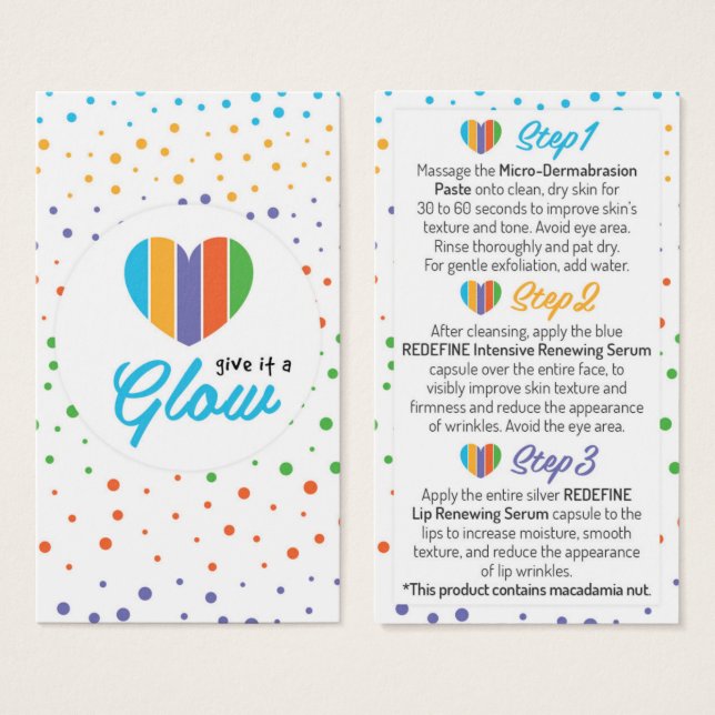 Mini cartes faciales Rodan et Fields (Devant & derrière)