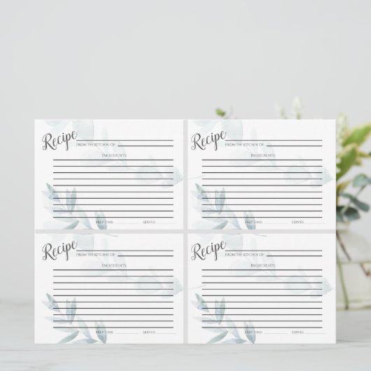 Mini CARTES RECEPE | Eucalypse bleu-dusty (Debout devant)