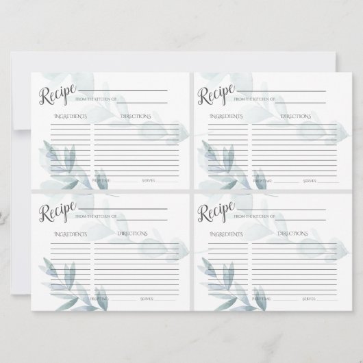 Mini CARTES RECEPE | Eucalypse bleu-dusty (Devant)