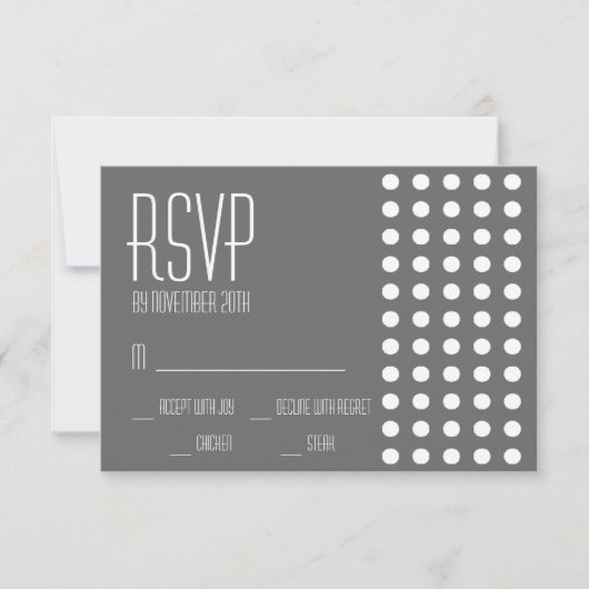 Mini cartes RSVP Pois (gris foncé) (Devant)