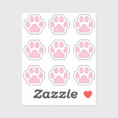 Mini Cat Paw drukt roze dierensporen Sticker (Vel)