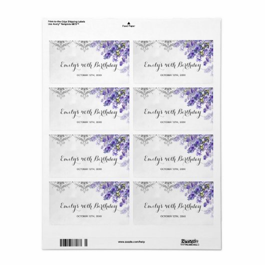 Mini champagne bottle label lavenders (Full Sheet)