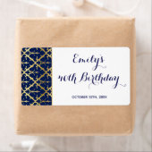 Mini champagne fles label navy blauw goud damast (Insitu)