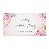 Mini champagne flesetiket bloemenverjaardag etiket (Voorkant)