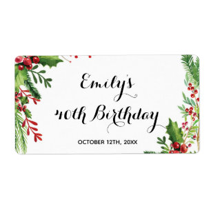 Mini champagne flesetiket botanische verjaardag etiket