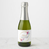 Mini Champagne Flesetiket met Bloemenkrans Sparkling Wijnetiket (Voorkant)
