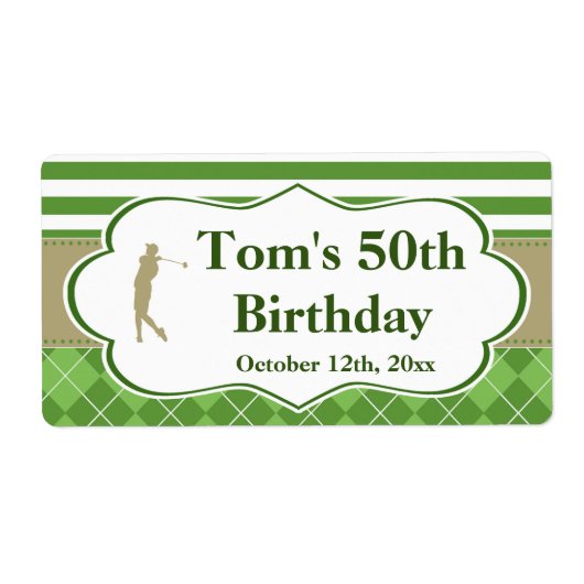 Mini champagne wijnfles label golf groen goud (Voorkant)