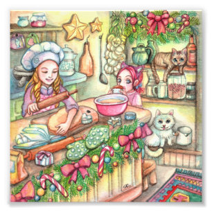 Mini Chef in de keuken Foto Afdruk