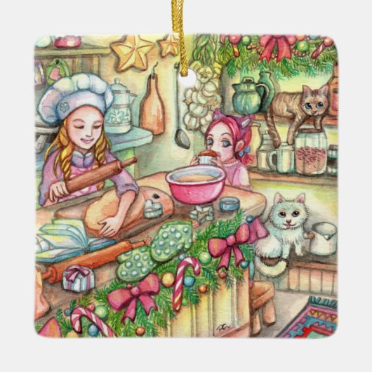 Mini Chef in de keuken Keramisch Ornament (Voorkant)