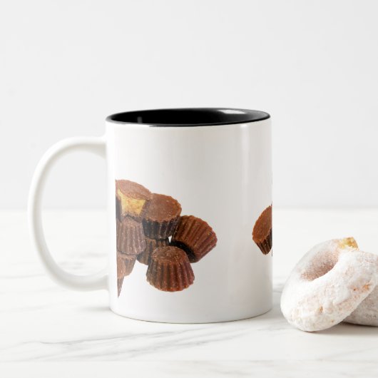 Mini Chocolade en Peanut-behandelingen Tweekleurige Koffiemok (Met donut)