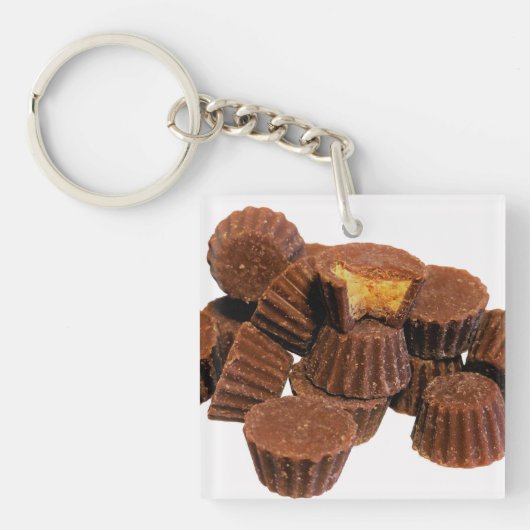 Mini-chocolade + pindakaas Behandelt Sleutelhanger (Voorkant)