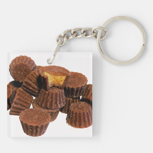 Mini-chocolade + pindakaas Behandelt Sleutelhanger (Achterkant)