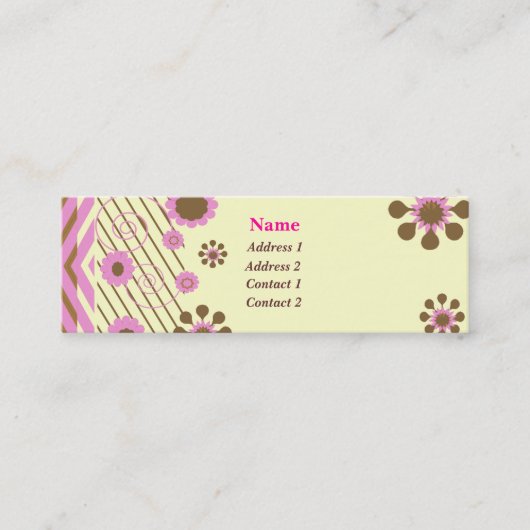 Mini Chocolat blanc et carte de visite rose (Devant)