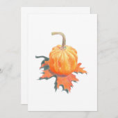 Mini Citrouille sur carte plat feuille de chêne (Devant / Derrière)