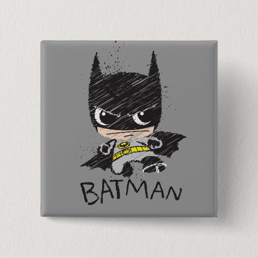 Mini Classic Batman Sketch Vierkante Button 5,1 Cm (Voorkant)