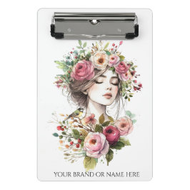 Mini Clipboard Women with Roses-Wreath Klembord