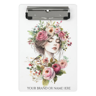Mini Clipboard Women with Roses-Wreath Mini Klembord