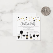 MINI | Cocktails Gold Black-kerstfeest uitnodiging (Voorkant / Achterkant in situ)