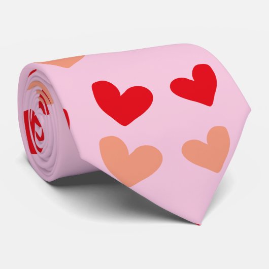 mini coeur rose rouge cravate (Roulé)