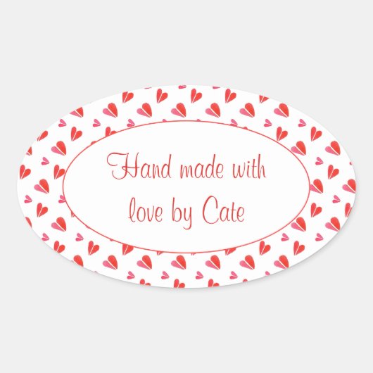 MINI COEURS Stickers Ovale "fait main" (Devant)