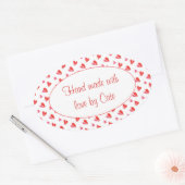 MINI COEURS Stickers Ovale "fait main" (Enveloppe)