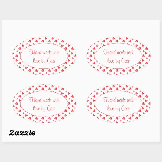 MINI COEURS Stickers Ovale "fait main" (Feuille)