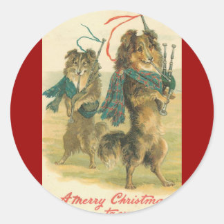 *Mini Collie* Vrolijk kerstfeest! Ronde Sticker