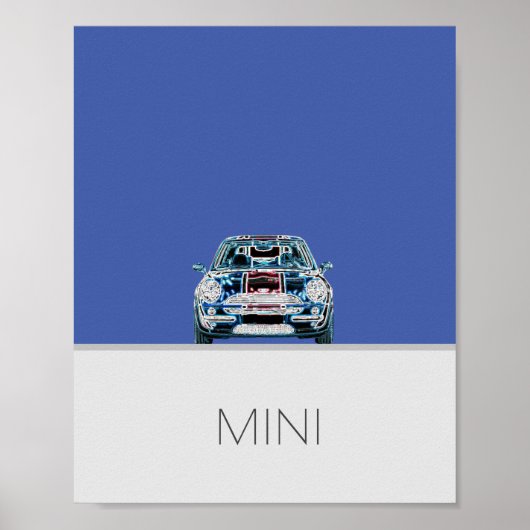 Mini Cooper blau Poster (Voorkant)