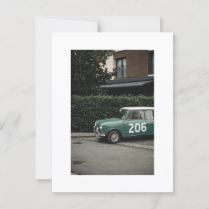 Mini cooper groen nummer 10 briefkaart