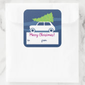Mini Cooper-kerstverkeer Vierkante Sticker (Tas)