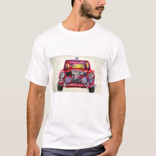 Mini Cooper Red Classic car waterverf to shirt