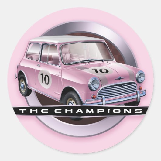 Mini Cooper S roze Ronde Sticker (Voorkant)