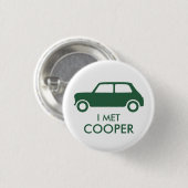Mini Cooper Trading Pin - Green on White Ronde Button 3,2 Cm (Voorkant /achterkant)