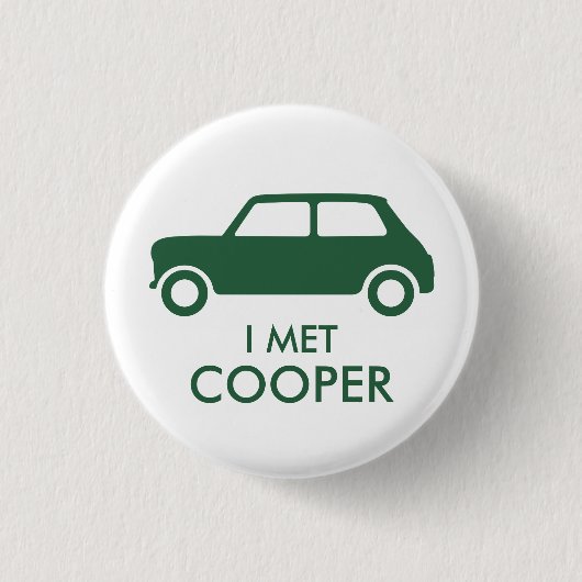 Mini Cooper Trading Pin - Green on White Ronde Button 3,2 Cm (Voorkant)