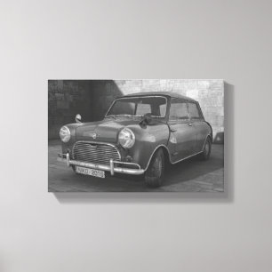  Mini Cooper zwart-wit retro canvas