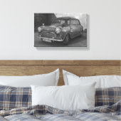 Mini Cooper zwart-wit retro canvas Afdruk (Insitu (Slaapkamer))
