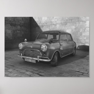  Mini Cooper zwart-wit retro-poster Poster