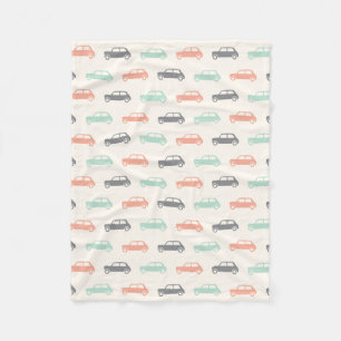 Mini Coopers on Go - Peach & Blauwgroen - Fleece Deken