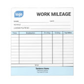 Mini Daily Work Mileage Log Sheet Notepad Notitieblok (Voorkant)