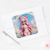 Mini Diva in het paradijs Vierkante Sticker (Envelop)