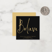 MINI | Eenvoudig script gelooft Gold Black Holiday Notitiekaartje (Voorkant / Achterkant in situ)